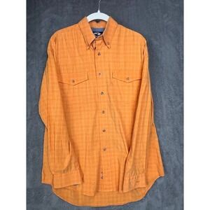 Roper Mens Orange Plaid Long Sleeve Western Button Down Shirt Small 301075570